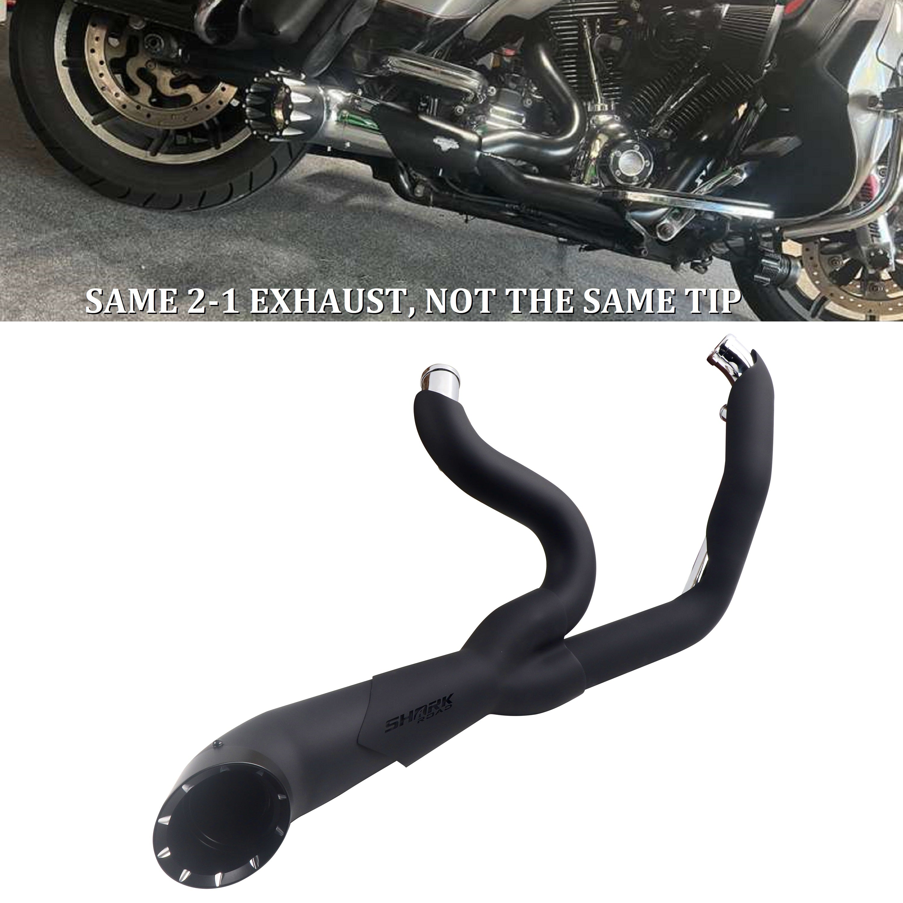 SHARKROAD 2 Into 1 Exhaust Pipes for Harley Touring 1995-2016 Full Exh