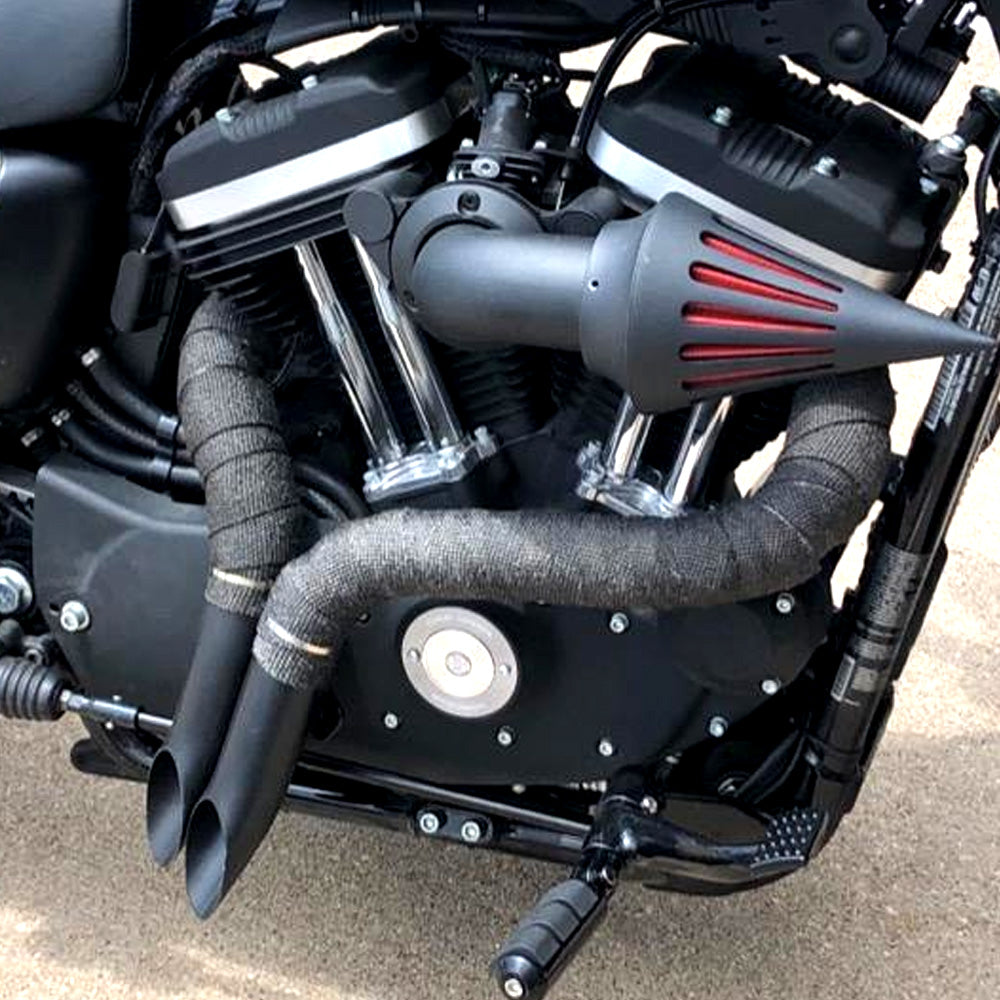 Mid USA Black Slash Cut 1 3/4" Drag Pipes Exhaust For Harley Softail 1986-2006 - 90030