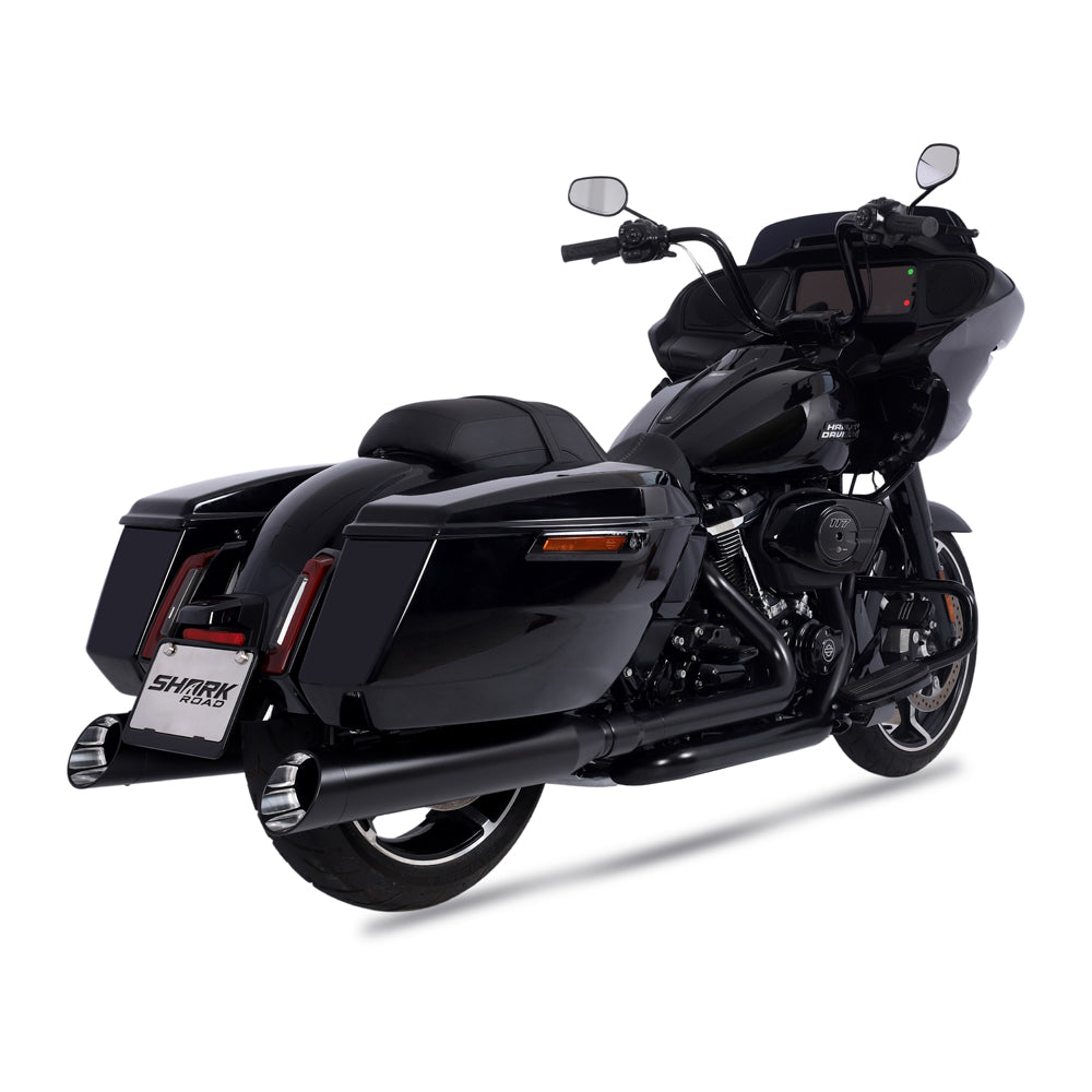 Sharkroad Harley Touring 2017-UP 4.5” Black Slip On Mufflers PRO BAFFL