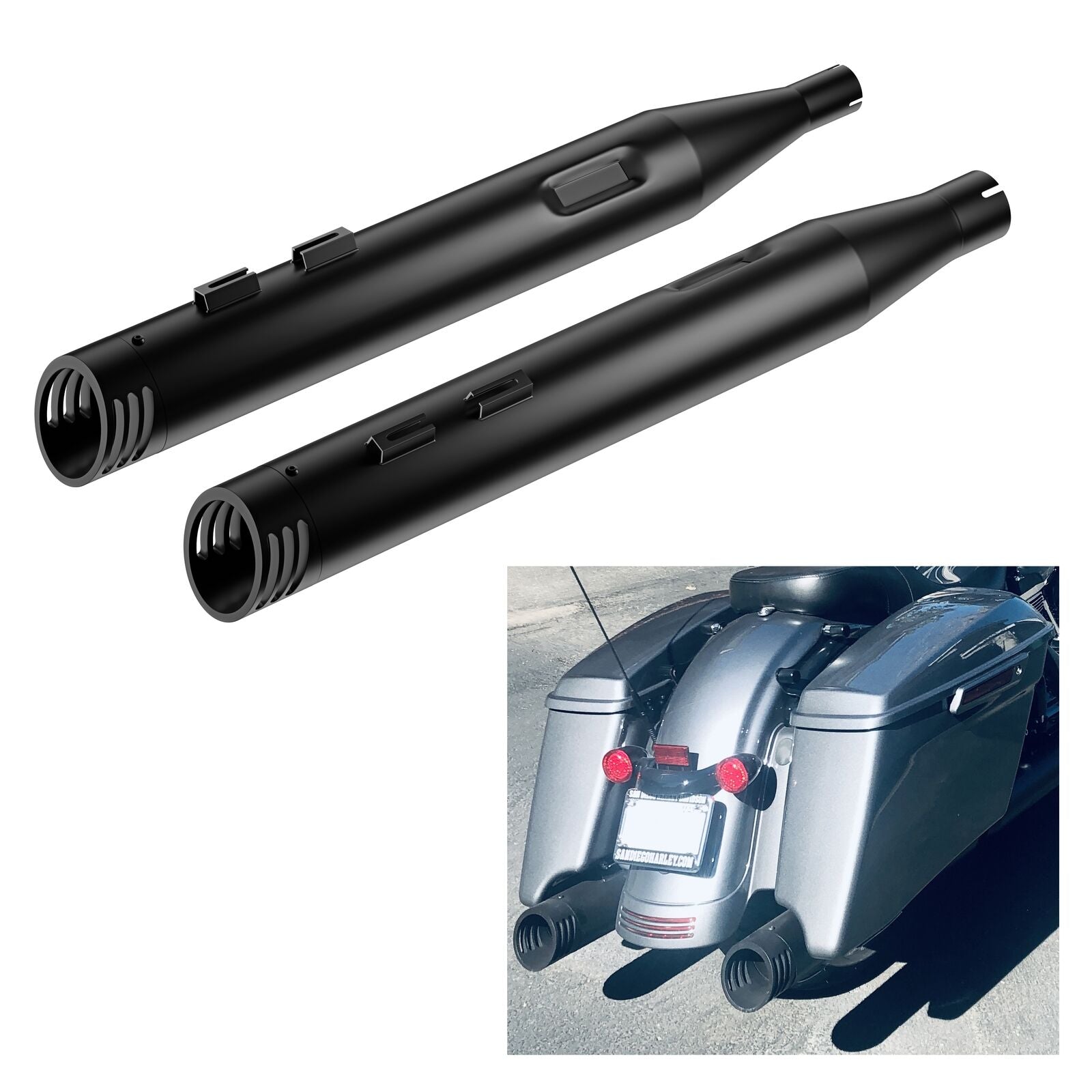 SHARKROAD Ceramic No fading 4.0 Inch Slip Exhaust for Harley