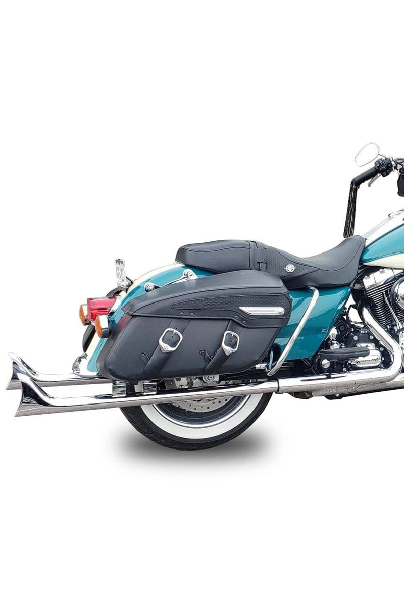 Upgrade your Harley's sound and style with Sharkroad's 33~42" Chrome Fishtail Slip-On Muffler for 2017-2023 Touring Models!