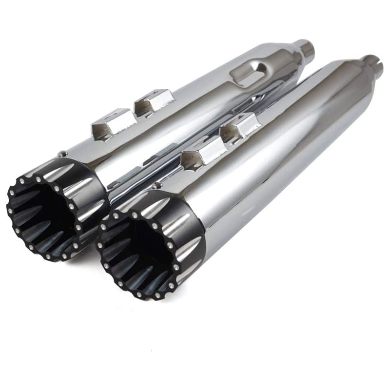 Sharkroad 2017-2024 4” Chrome Slip On Mufflers Exhaust for Harley Touring M8