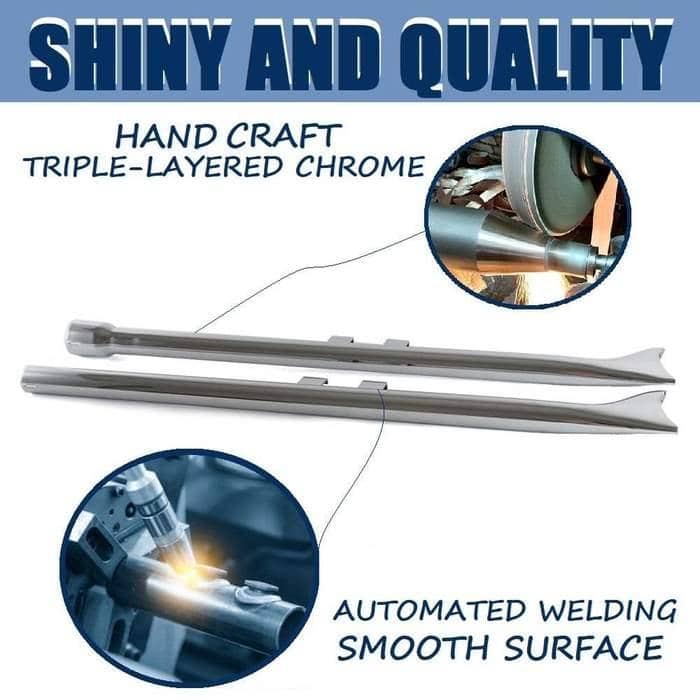 Upgrade your Harley's sound and style with Sharkroad's 33~42" Chrome Fishtail Slip-On Muffler for 2017-2023 Touring Models!