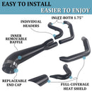 SHARKROAD Black 2 into 1 Exhaust for Harley Softail Exhaust 1985-2017 Models Power Improving