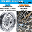 16*3.5" Rear Wheel Chrome Fat Spokes Rim for 00-07 Harley Dyna/Softail/Touring – Dual Bearing (1" & 3/4") w/ Reducer