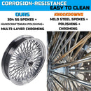 18"x3.5" Chrome Fat Spoke Rear Wheel for Harley 2000-2007 Touring/Dyna/Softail/Sportster (3.5" Rim), Stainless Steel 3/8'' Solid Spokes for Durable Lasting BACK ORDER