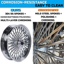 18"x4.25" Fat Spoke Rear Wheel for 2000-2007 Harley Touring/Softail/Dyna/ Sportster –Chrome Rim w/ Dual Bearings, Stainless Steel 3/8'' Solid Spokes