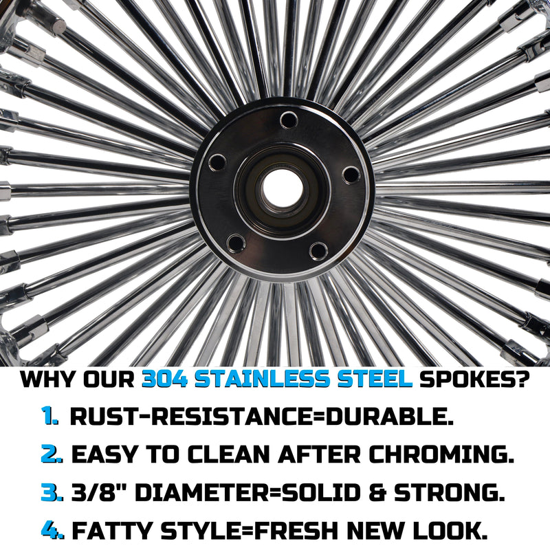 18"×3.5" Chrome Rear Wheel Fat Spokes for Harley Dyna/Softail/Sportster (2008-Up) & Touring Only 2008 Models