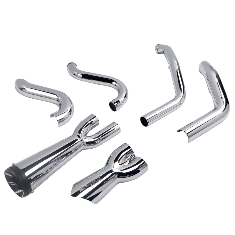 Sharkroad Chrome 2-Into-1 Exhaust for 1995-2016 Harley Touring-Sound Great