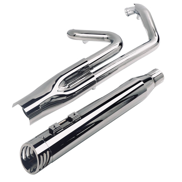 SHARKROAD Torched Chrome 2 Into 1 Exhaust for Harley Touring