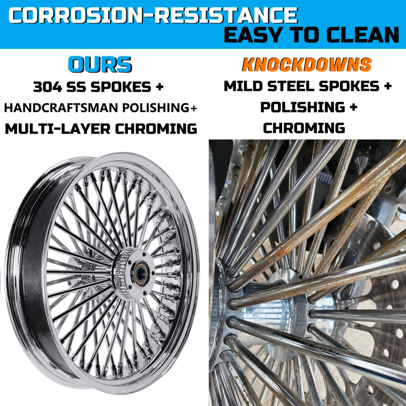 18"×3.5" Chrome Rear Wheel Fat Spokes for Harley Dyna/Softail/Sportster (2008-Up) & Touring Only 2008 Models