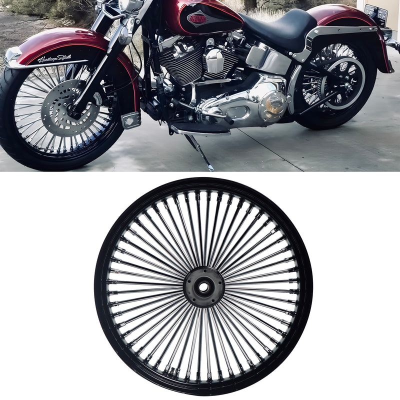 SHARKROAD 21*3.5'' Front Wheel for 00-06 Softail Harley 21 Wheel Updating, 52 Spoke Laced 21x3.5 Fat Spoke Wheel for Harley Softail Front Wheel