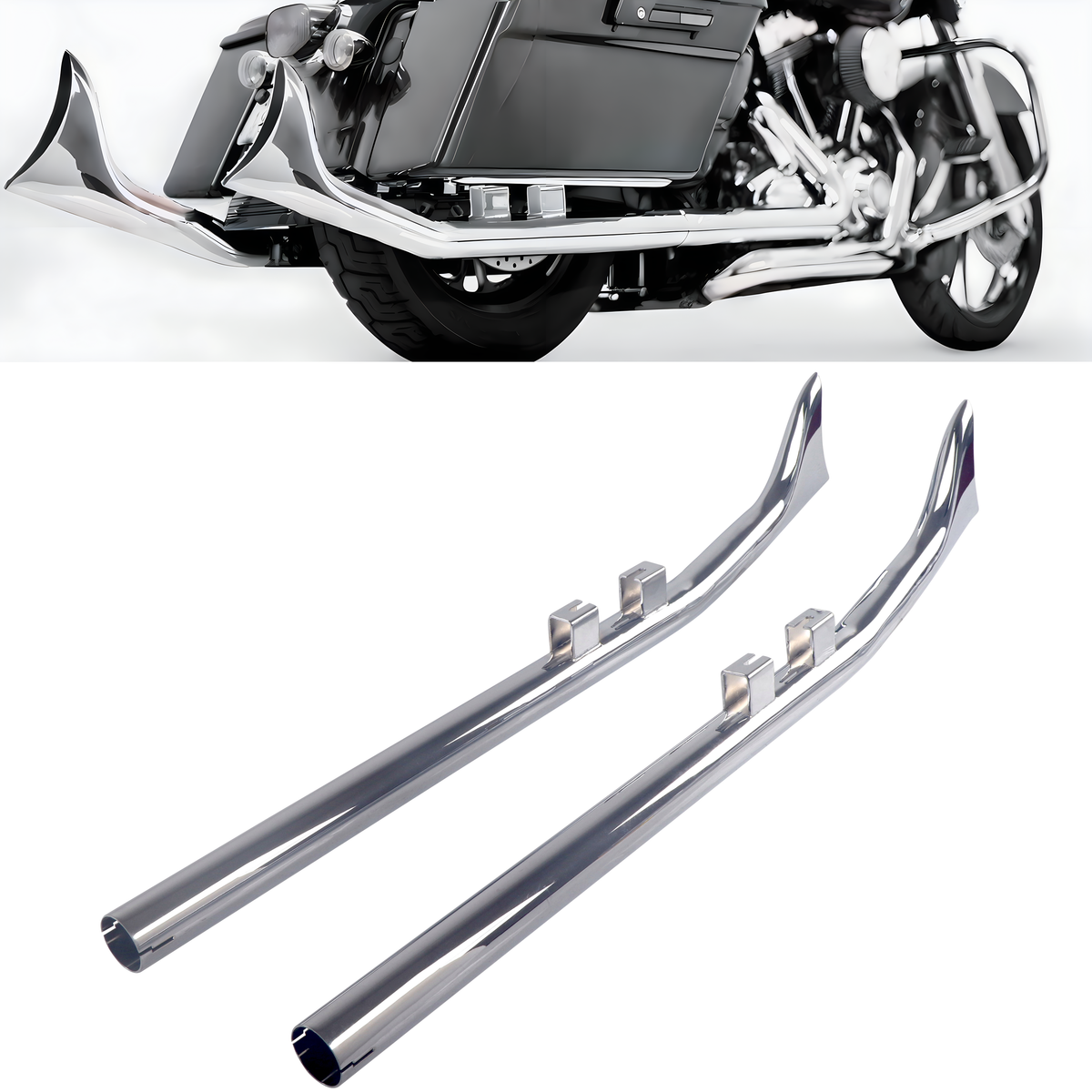 ハーレーダビッドソン シャークロード 95-16 スリップオン Upswept Fishtail Slip on Exhaust for Harley Davidson 95-16 Touring & B