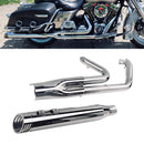 SHARKROAD Torched Chrome 2 Into 1 Exhaust for Harley Touring 95-16 Deep Rumble