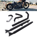 36 INCH Fishtail True Dual Black Ceramic Softail Exhaust for Heritage and Deluxe 2018-up