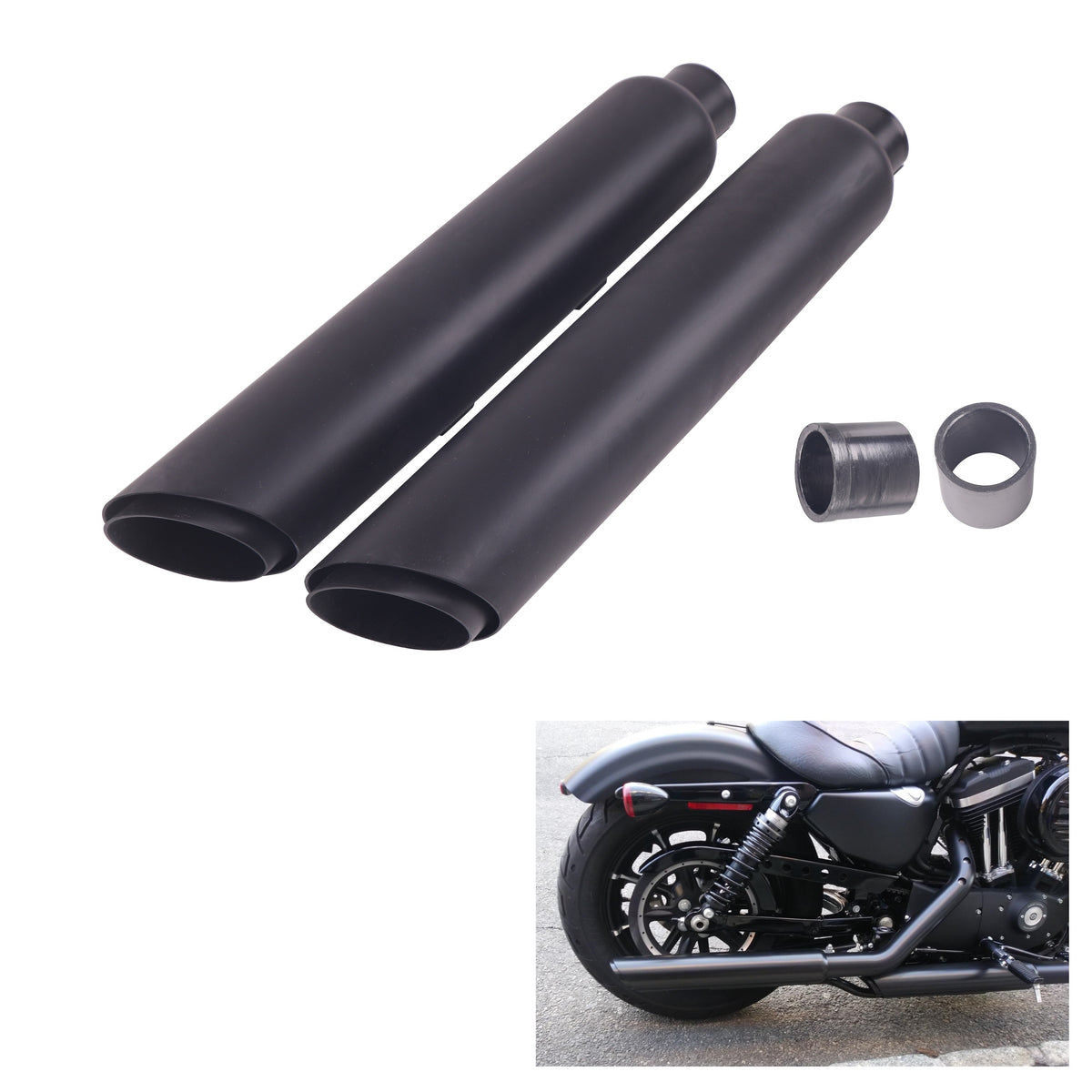 Jones Exhaust Full Boar Slip-On Muffler For Harley FL 1995-2016 - 2.5" Straight Cut, Chrome