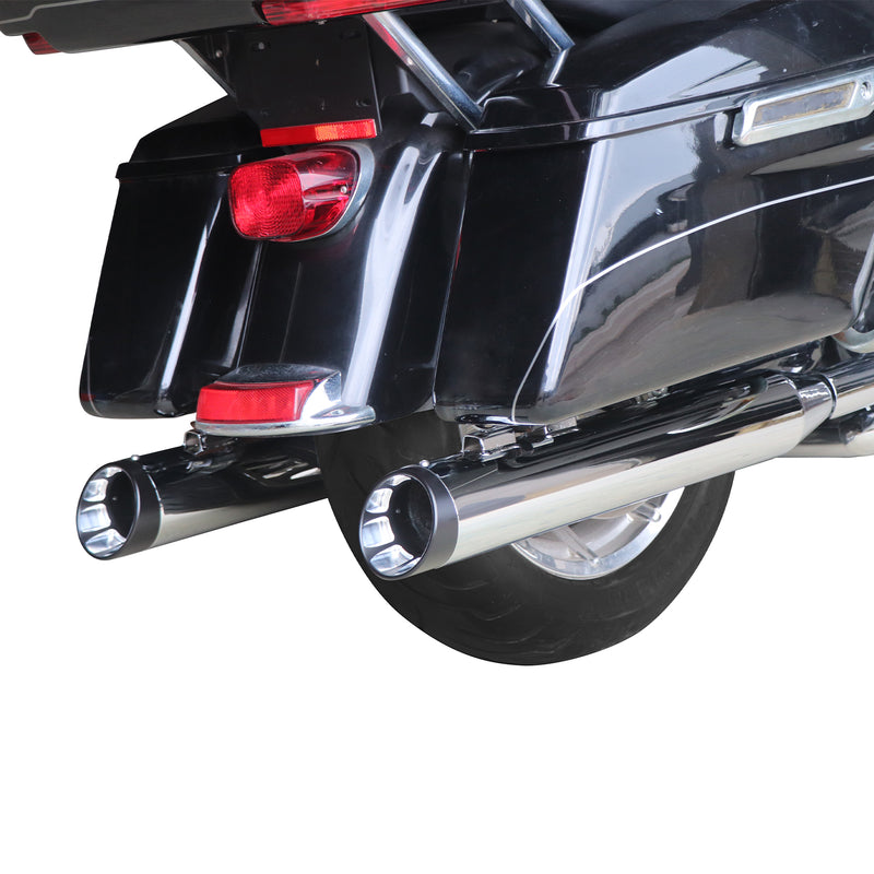 Sharkroad 4.0” Chrome Slip On Mufflers Exhaust for Harley Touring 1995-2016