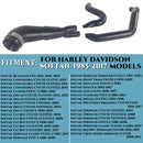 SHARKROAD Black 2 into 1 Exhaust for Harley Softail Exhaust 1985-2017 Models Power Improving