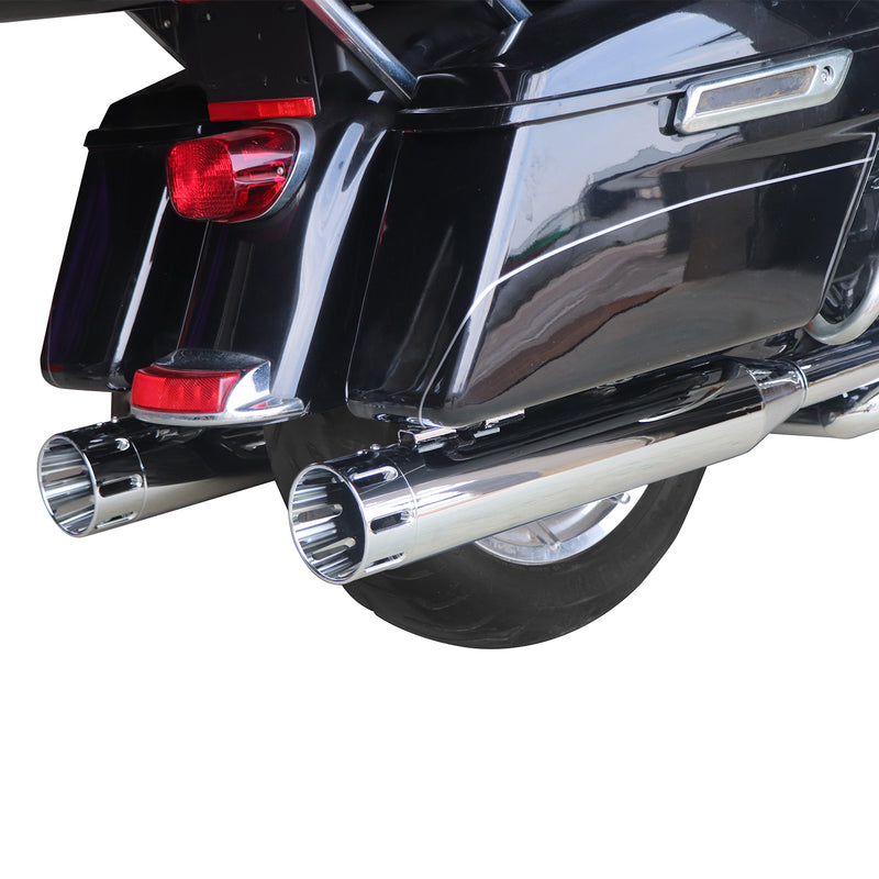 Sharkroad Harley Touring M8 2017-2024 4.5” Chrome Slip On Mufflers PRO BAFFLE