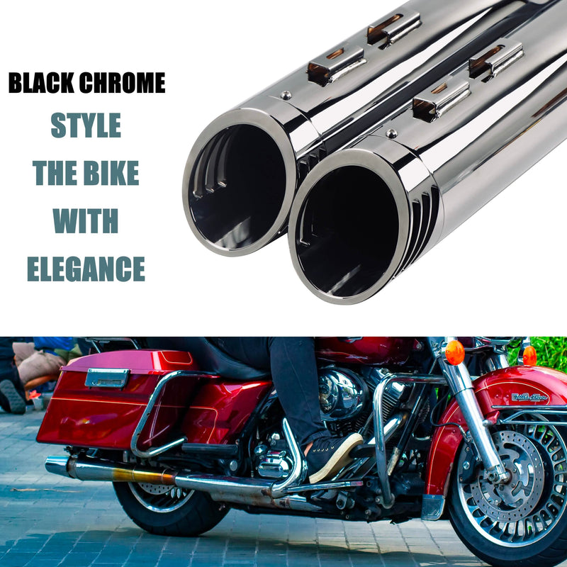 Sharkroad 4.5 inch Slip-On Mufflers for 2017-2024 Harley Touring - Torched Chrome