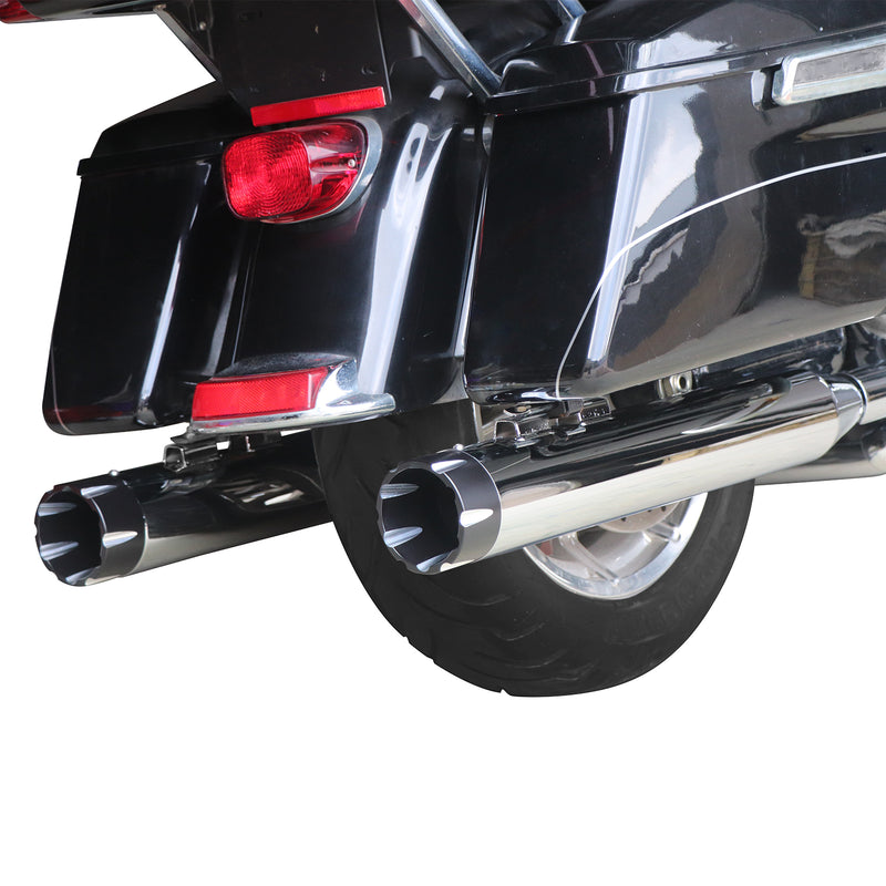 Sharkroad 2017-2024 4” Chrome Slip On Mufflers Exhaust for Harley Touring M8