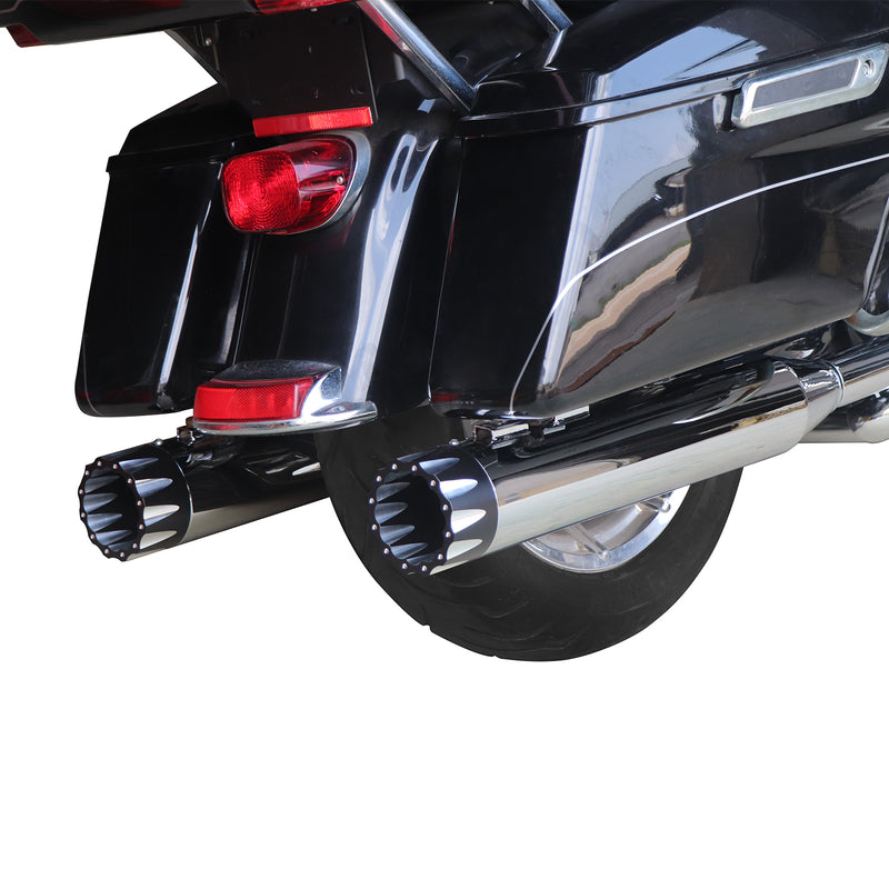 Sharkroad 4.5” Chrome Slip On Mufflers Exhaust for Harley Touring 1995-2016 Pro-Baffle