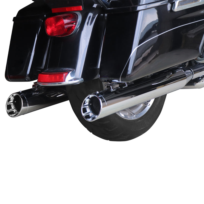 Sharkroad 4.0” Chrome Slip On Mufflers Exhaust for Harley Touring 1995-2016