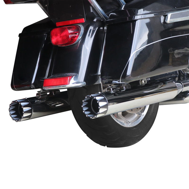 Sharkroad 2017-2024 4” Chrome Slip On Mufflers Exhaust for Harley Touring M8