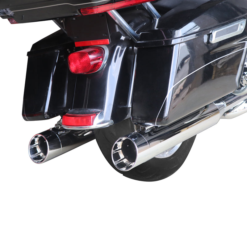 Sharkroad 4.5” Chrome Slip On Mufflers Exhaust for Harley Touring 1995-2016 Pro-Baffle