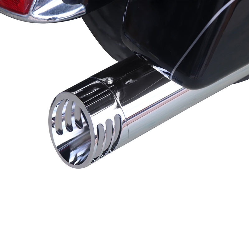 Sharkroad 4.0” Chrome Slip On Mufflers Exhaust for Harley Touring 1995-2016