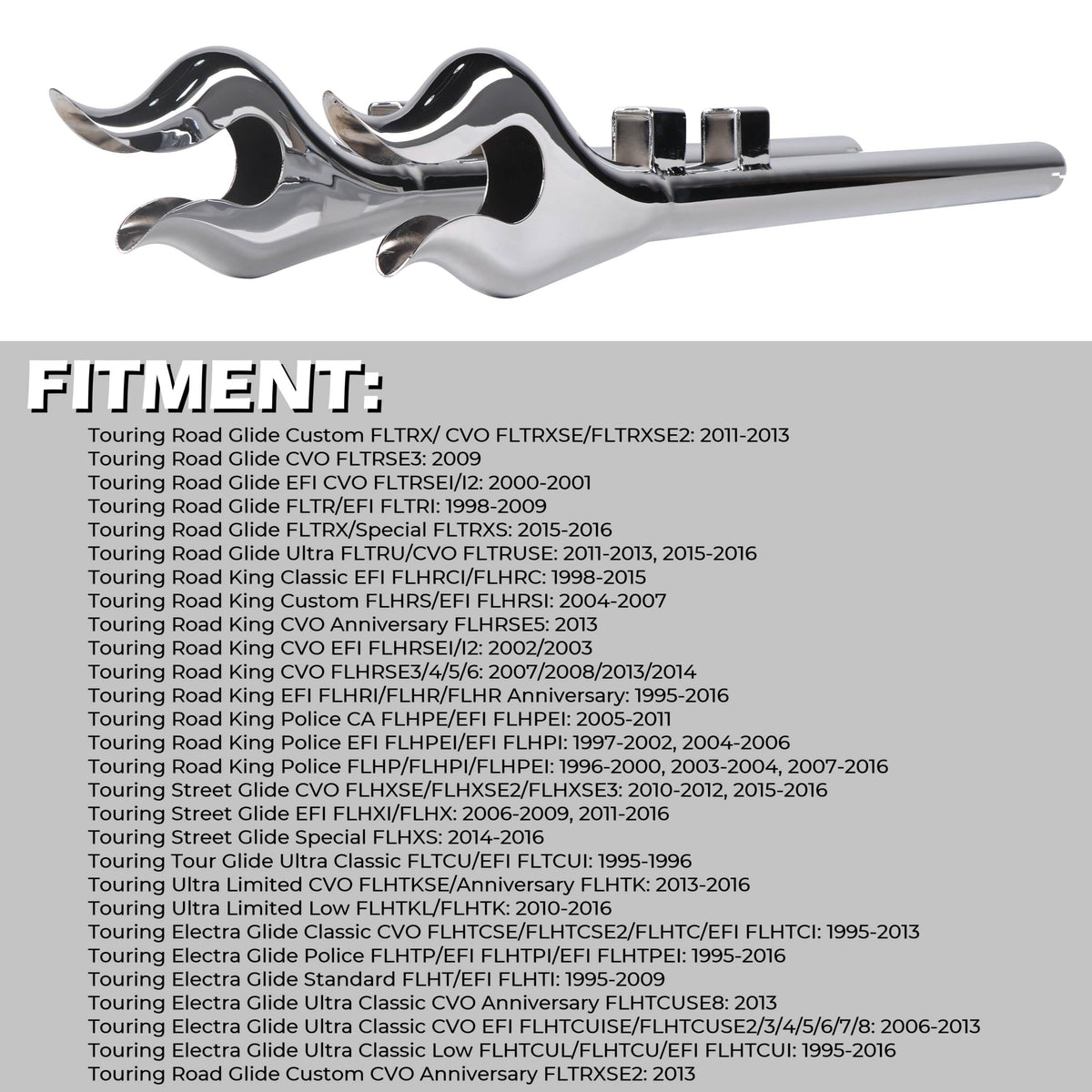 Classic Flame Fishtail Mufflers for Harley Davidson Touring Exhaust 95
