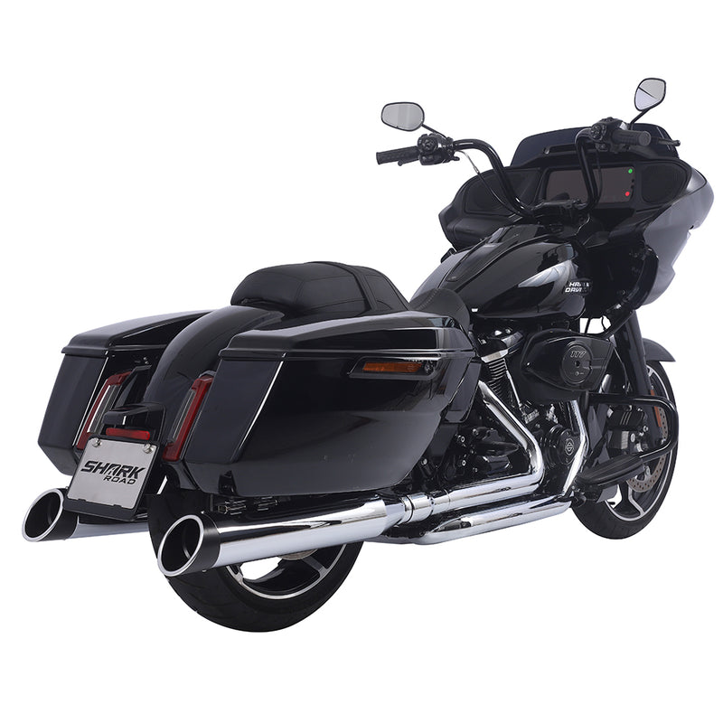 Sharkroad Harley Touring M8 2017-UP 4.5” Chrome Slip On Mufflers PRO B