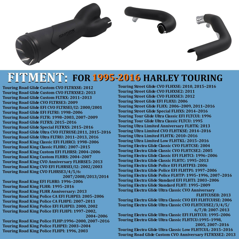 Sharkroad Cerakote Ceramic Coating 2-Into-1 Exhaust for 1995-2016 Harley Touring-Sound Great