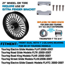 Stainless Steel Fat Spokes 21 Inch Front Black Wheel Dual Disc for 00-upTouring Harley Davidson Wheels Rims