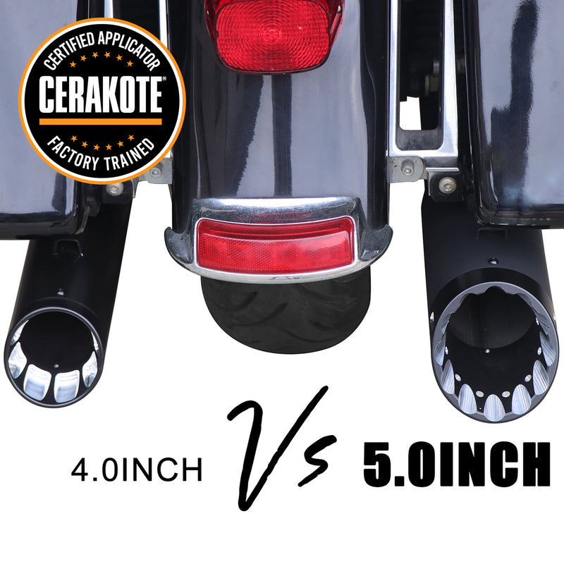 5 inch Black Slip on Mufflers for Harley Touring 1995-2025 Exhaust, Up