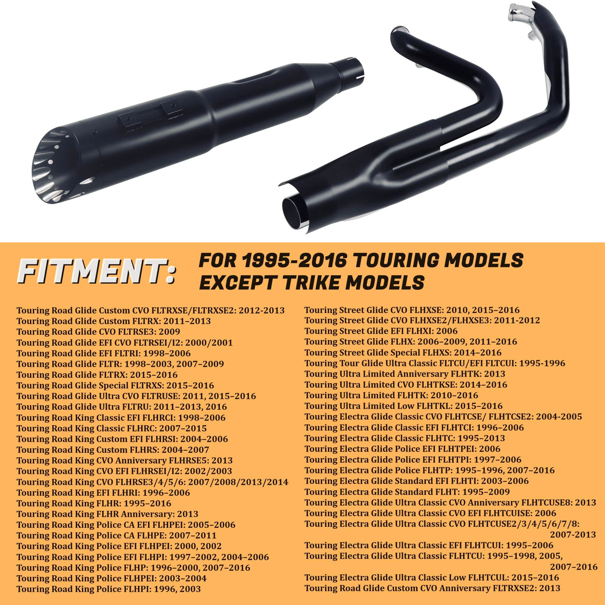 SHARKROAD 2 into 1 Exhaust With 5 inch Slip on Muffler for Harley Davi