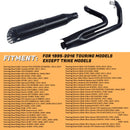 SHARKROAD 2 into 1 Exhaust With 5 inch Slip on Muffler for Harley Davidson Touring 1995-2016