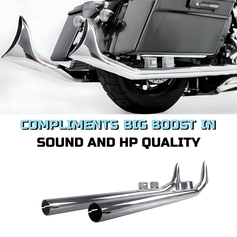 Upswept Fishtail Exhaust for Harley Davidson 17-UP Touring & Bagger Exhaust