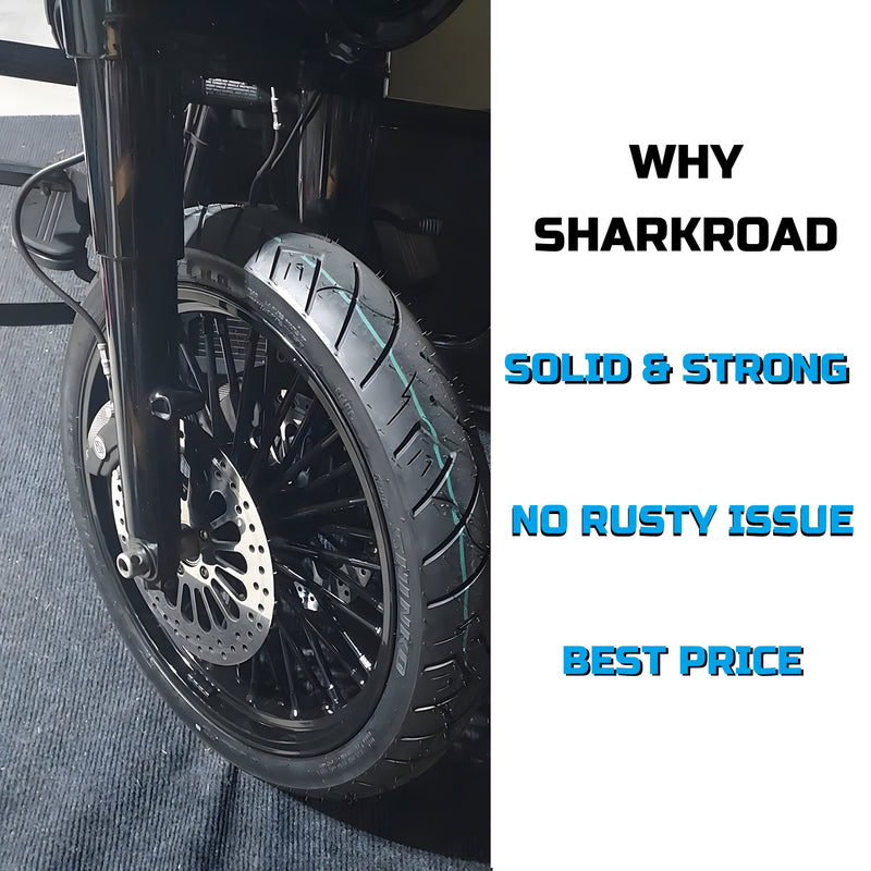 SHARKROAD Stainless Steel Fat Spokes 21 Inch Front Wheel Dual Disc for 00-07 Touring Harley Davidson Wheels Rims Updating