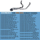 SHARKROAD Torched Chrome 2 Into 1 Exhaust Pipes for Harley Touring 1995-2016 Full Exhaust System