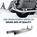 Upswept Fishtail Slip on Exhaust for Harley Davidson 95-16 Touring & Bagger