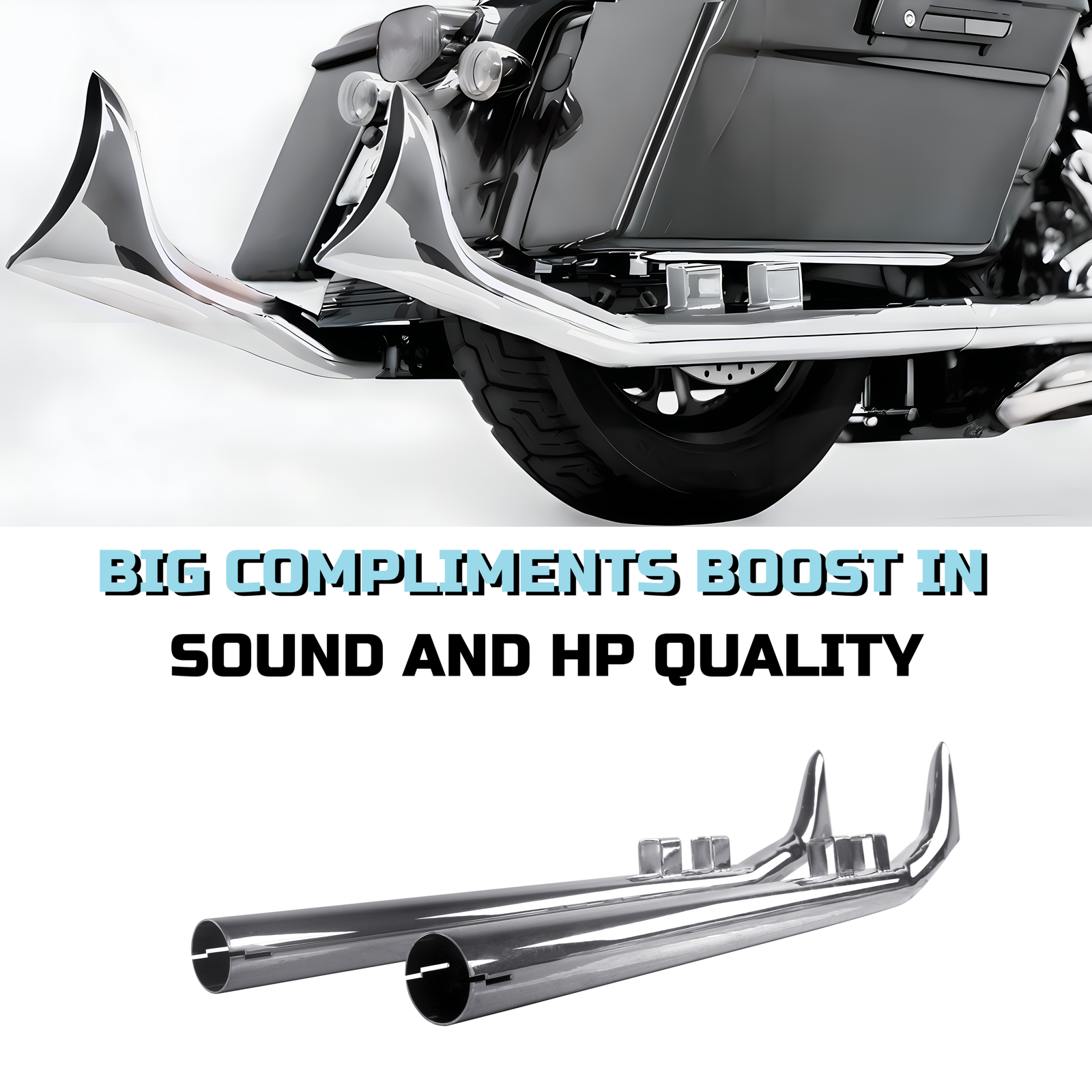 SHARKROAD 4.5" Slip-On Mufflers For Harley Touring Models 1995-2016 - Chrome, Deep Sound