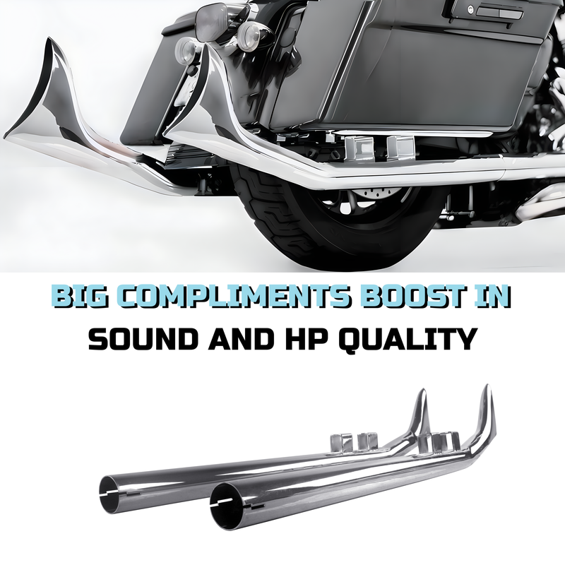 Upswept Fishtail Slip on Exhaust for Harley Davidson 95-16 Touring & Bagger