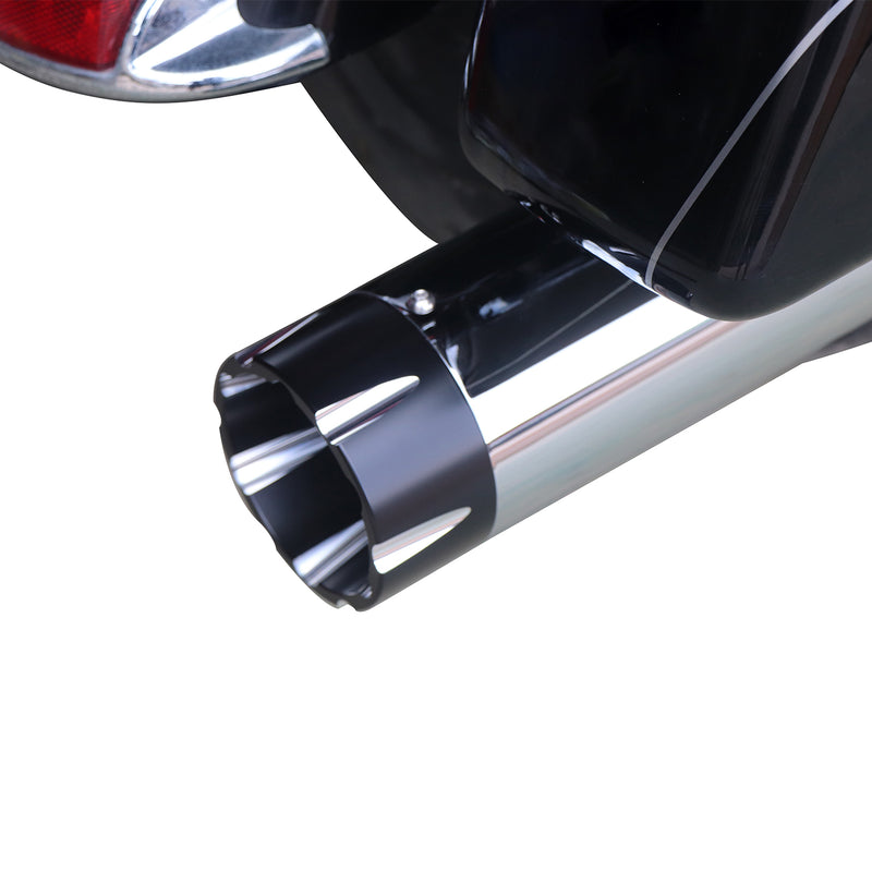 Sharkroad 2017-2024 4” Chrome Slip On Mufflers Exhaust for Harley Touring M8