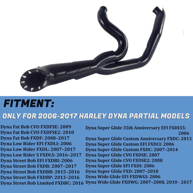 2-1 for 06-17 Harley Dyna Street Bob Exhaust, Wide Glide & Dyna Lowrider Exhaust