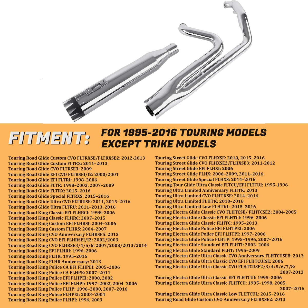 SHARKROAD Performance 2-1 Full System for Harley Exhaust Pipes 95-16 Touring