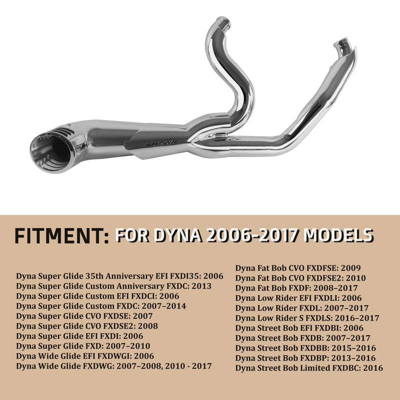 SHARKROAD Deep Rumble 2-1 Exhaust for 2006-2017 Harley Dyna Exhaust Upgrade