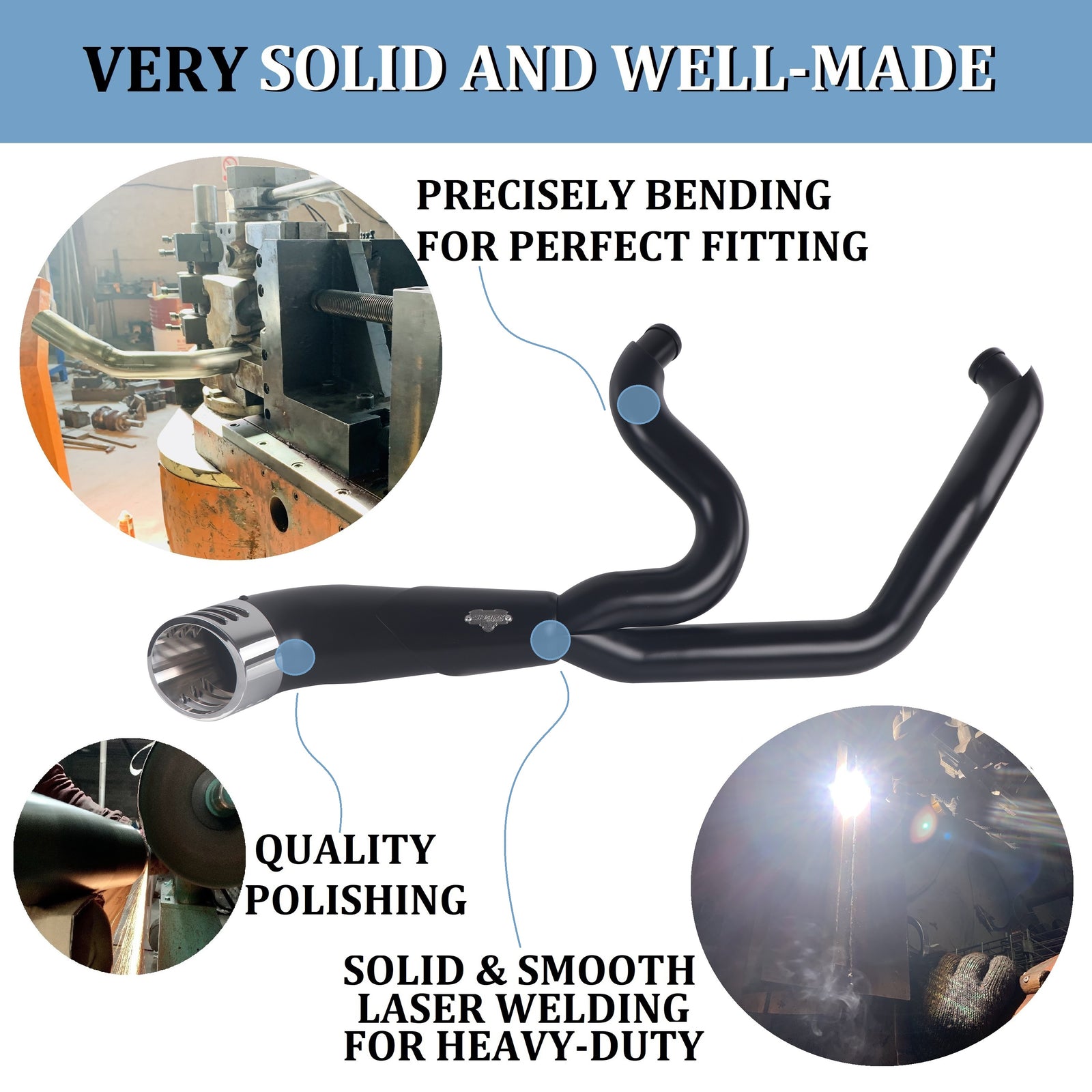 SHARKROAD 2-into-1 Exhaust for Harley Softail Exhaust Pipes, Enhance 2 SHARKROAD 2-into-1 Exhaust for Harley Softail Exhaust Pipes, Enhance 2