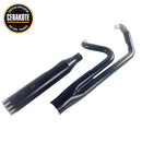 2 into 1 Black Exhaust system with 4.5 inch slip ons for Harley davidson Touring 1995-2016