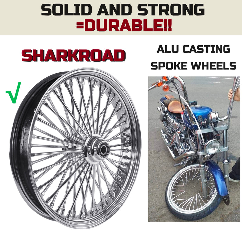 SHARKROAD 21X3.5" Front Fat Spoke Wheel SD for 2000-2007 Harley Touring, Softail